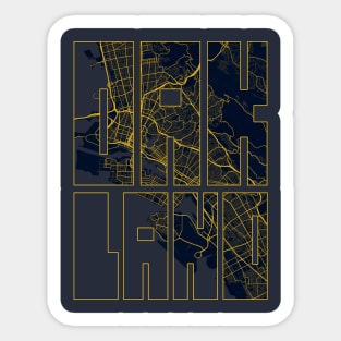 Oakland, USA City Map Typography - Gold Art Deco Sticker